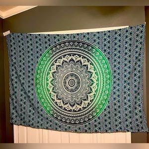 Blue and green tapestry